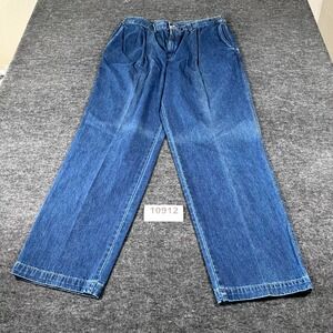 Savane Straight Leg Jeans Mens 38x32 Blue Denim Cotton Pleated Front Medium Wash